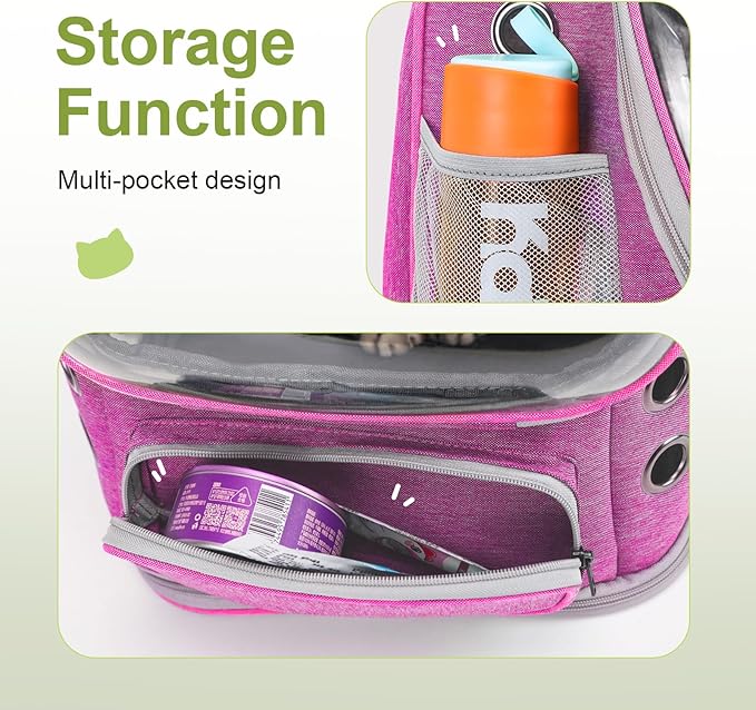 Expandable Cat Backpack,Cat Bubble Backpack Carrier for Carrying Cats, Pets and Small Dogs,Airline-Approved,Designed for Travel, Hiking, Walking,Car （Pink-PurrikoPets