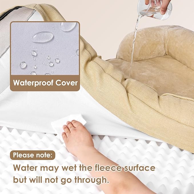 EHEYCIGA Orthopedic Dog Bed for Small Dogs, Waterproof Memory Foam Small Pet Beds with Sides, Non-Slip Bottom and Egg-Crate Foam Medium Dog Couch Bed with Washable Removable Cover, Graige-PurrikoPets