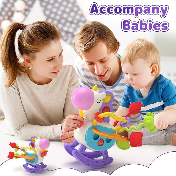 5 in 1 Baby Toy for 12 18 Month, Learning Toys for Babies 12-18 Months, Baby Busy Cube, Stacking&Sensory, Pull String&Piano Xylophone Toy, Birthday Gift for 12+ Month-PurrikoPets