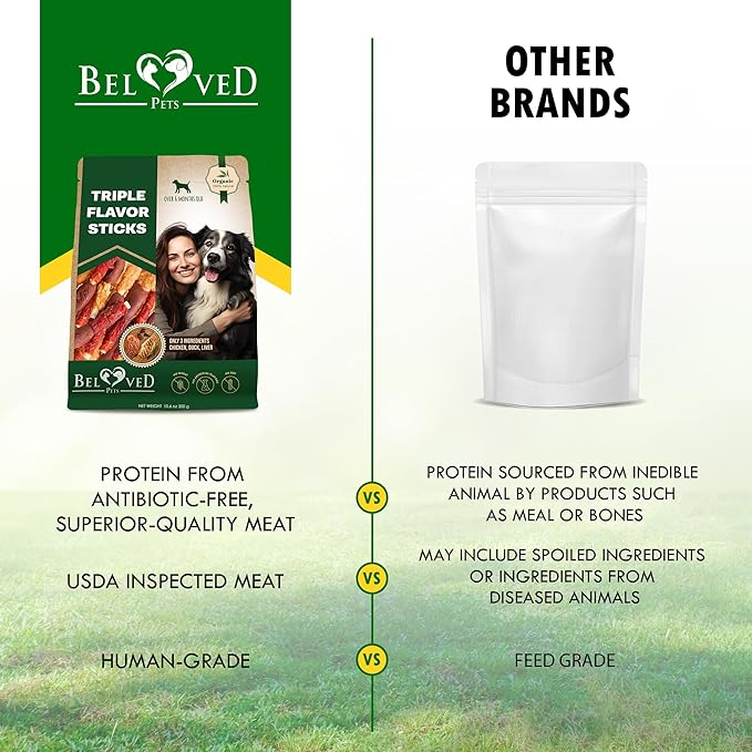 Dog Treats Rawhide Sticks Wrapped with Chicken 11 oz Pet Natural Chew Treats - Grain Free Meat & Human Grade Dried Snacks - Best for Small & Large Dogs (10.6 Ounce (Pack of 1), Triple Sticks)-PurrikoPets