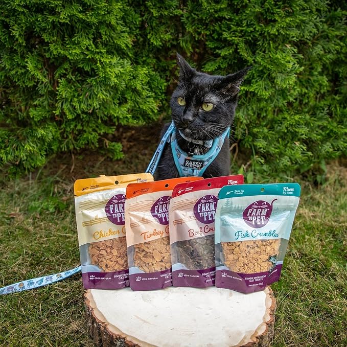 Farm To Pet - Cat Treat Crumbles - 3 oz Single Ingredient Fish Treat and Snacks - Healthy for Indoor Cats and Kitten - Essential Products (Mix with Wet/Dry Food)-PurrikoPets