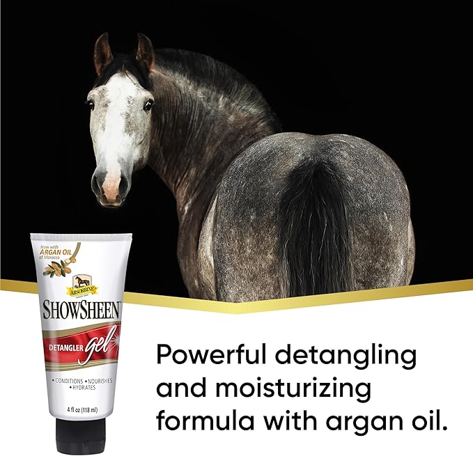 Absorbine ShowSheen Detangler Gel for Coat, Mane & Tail, Moroccan Argan Oil, Tackles Toughest Knots on Horses, Dogs & Livestock, 4oz-PurrikoPets
