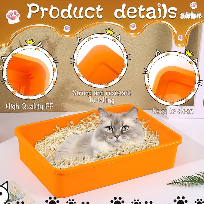6 Pcs Kitten Small Litter Box Set, Plastic Kitten Litter Pan with 6 Scooper Cat Litter Box Cat Litter Box Travel Toilet for Small Pet Kitty Bunny Guinea Pig-PurrikoPets