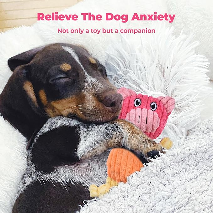 3pcs Dog Squeaky Toys, Plush Stuffed Puppy Chew Toy for Extended Play, Interactive Toys Great Gifts for Small Medium Large Chewer Dogs, Pet Toy Bulk to Keep Them Busy(Forg&Hippo&Pig)-PurrikoPets