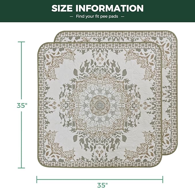 FXW Washable Pee Pads for Dogs, Puppy Pads with Super Absorbent, Specifically Designed for Potty Training, 35" Square, Boho, 2 Packs-PurrikoPets