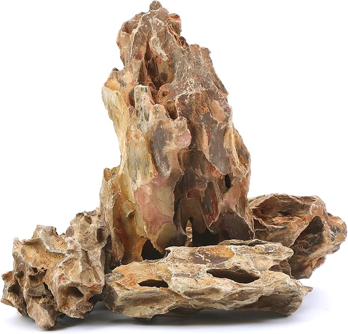 2-6 Inches Natural Dragon Stone 4 PCS Aquarium Rocks for Aquascaping, Aquarium Landscaping, Terrariums, Fish Tank Decoration, Vivariums, Paludarium, Reptile and Amphibian Enclosures-PurrikoPets
