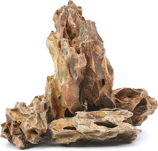 2-6 Inches Natural Dragon Stone 4 PCS Aquarium Rocks for Aquascaping, Aquarium Landscaping, Terrariums, Fish Tank Decoration, Vivariums, Paludarium, Reptile and Amphibian Enclosures-PurrikoPets