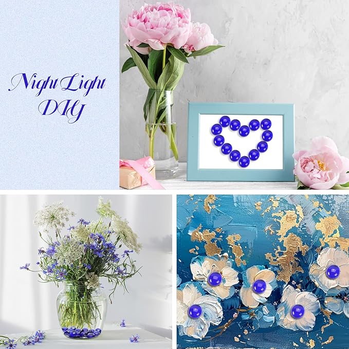 10LB Cobalt Blue Flat Glass Marbles for Vases, Gemstone Beads Vase Filler Decorative Glass Pebbles for Fish Tank, DIY Crafts, Aquarium Decor Rocks-PurrikoPets