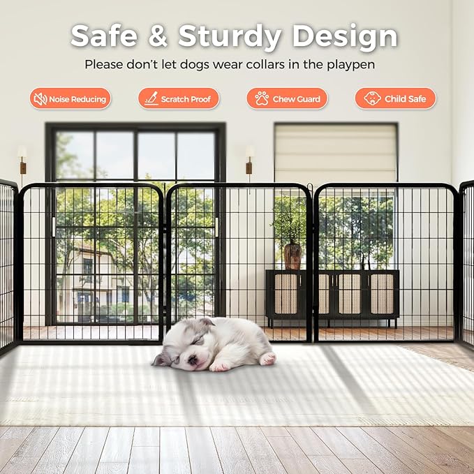 24 Inch 8 Panels Dog Playpen - Metal Pet Exercise Pen for Puppy, Indoor/Outdoor Dog Fence for Yard, Garden, Camping & RV Travel-PurrikoPets