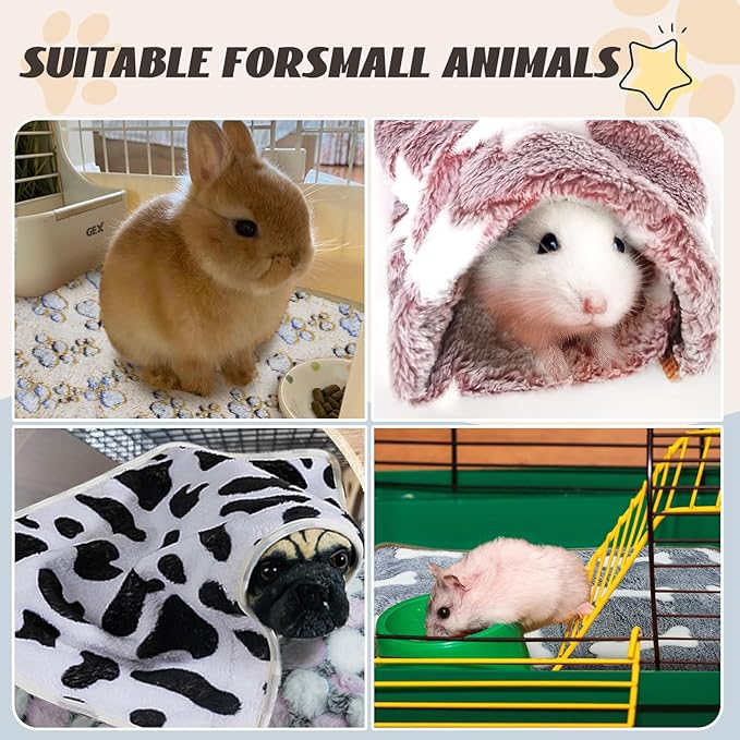 6 Pcs Absorbent Guinea Pig Blankets Washable Small Animal Fleece Bedding Cage Liners Reusable Pet Pee Pad Sleep Mat Pad Cover for Hamster Ferret Rabbit Chinchilla Hedgehog (16"x24")-PurrikoPets
