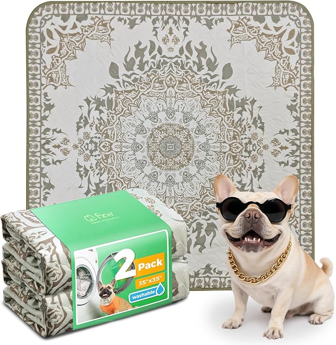 FXW Washable Pee Pads for Dogs, Puppy Pads with Super Absorbent, Specifically Designed for Potty Training, 35" Square, Boho, 2 Packs-PurrikoPets