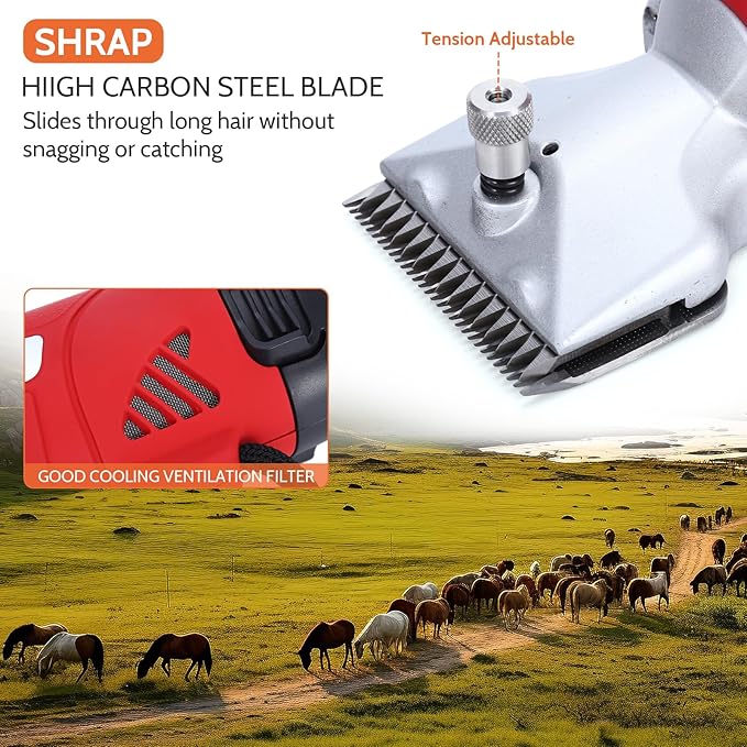 DUCKBOY Cordless Horse Clipper, Rechargeable Battery Powered Animals Shears Grooming Tools for Shaving Fur Wool Tool, Large Livestocks, Llamas, Cattle, Alpacas, Thick Coat Animals Trimmer-PurrikoPets
