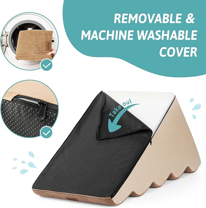 Extra Wide Dog Stairs 19.7" Width, Large Pet Step for Small Medium Dog, Puppy or Cat, Ramp for High Bed or Car, High Density Foam Ladder, Stable, 5 Step, 19.7x33x22.4 inch, Light Brown-PurrikoPets