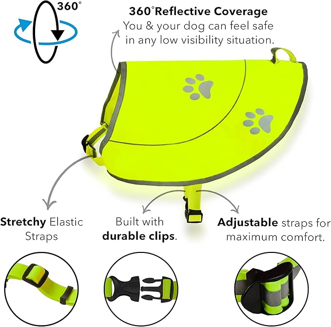 Dog Reflective Vest - Comfortable Jacket Safety Hunting, High Visibility for Dogs with Elastic Straps and Clasp Closure- Yellow, X-Small-PurrikoPets