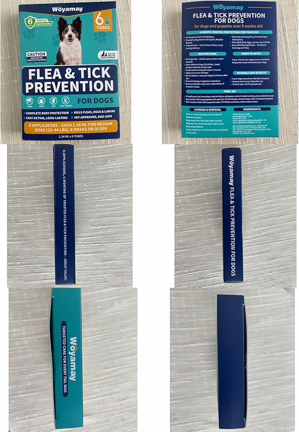 Flea and Tick Prevention for Dogs, 6-Month Supply Dog Flea and Tick Treatment Drops, Topical Fast-Acting Dog Treatment for Medium Dogs Up to 23 to 44 lbs-PurrikoPets