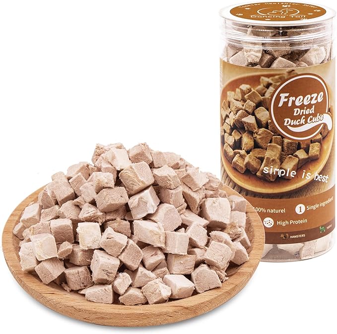 Freeze Dried Raw Cat and Dog Treats, Healthy Limited Ingredient Duck Cube Weight Control Traing Treats for Small Dogs Cats (Duck)-PurrikoPets
