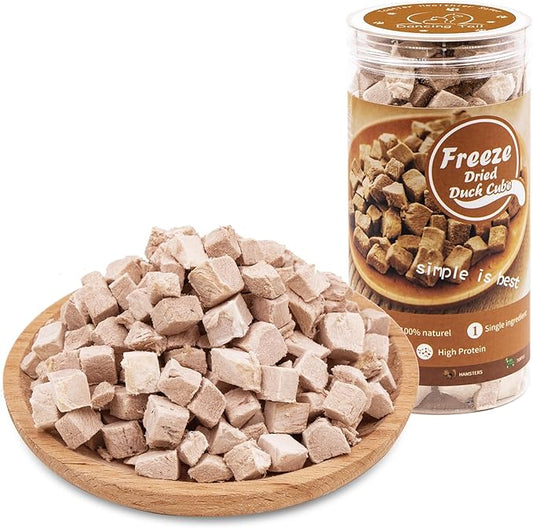 Freeze Dried Raw Cat and Dog Treats, Healthy Limited Ingredient Duck Cube Weight Control Traing Treats for Small Dogs Cats (Duck)-PurrikoPets