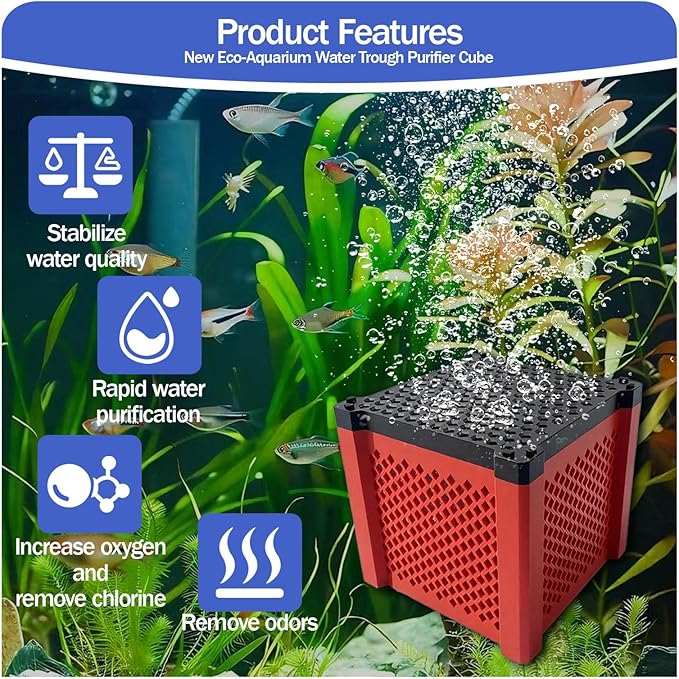 2 PCS 2026 New Pure Cube Water Trough Filter 2.0, Eco-Aquarium with Honeycomb Charcoal, Super Strong Filtration Activated Carbon Filter Media for Fish Tanks, Horse Troughs, Ponds & Livestock Tanks-PurrikoPets