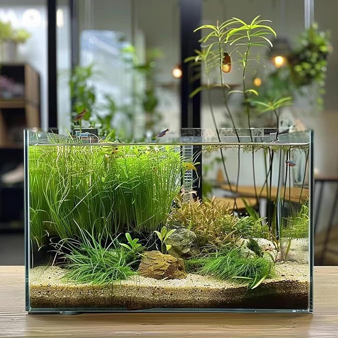 3 Gallon Glass Fish Tank, Easy to Maintain Small Aquarium for Betta/Goldfish/Snails/Shrimp and Aquatic Planting.-PurrikoPets