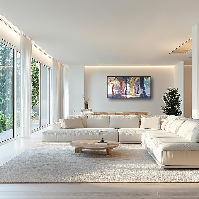 Framed Large Trees Wall Art for Living Room, Oversized Abstract Forest Wall Decor Colorful Nature Canvas Painting Modern Artwork Home Decoration for Living Room Bedroom Dining Room Office 60"x30"-PurrikoPets