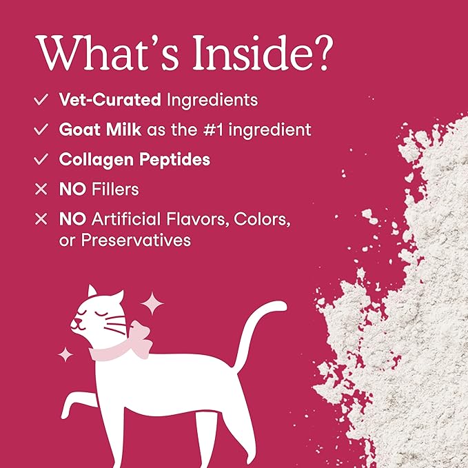 Fera Pets Goat Milk Topper - Cat & Dog Skin and Coat Supplement with Collagen, Biotin & Vitamin C - Helps Maintain Normal Skin Moisture - Promotes a Shiny Coat - for Picky Eaters - 60 TSP-PurrikoPets