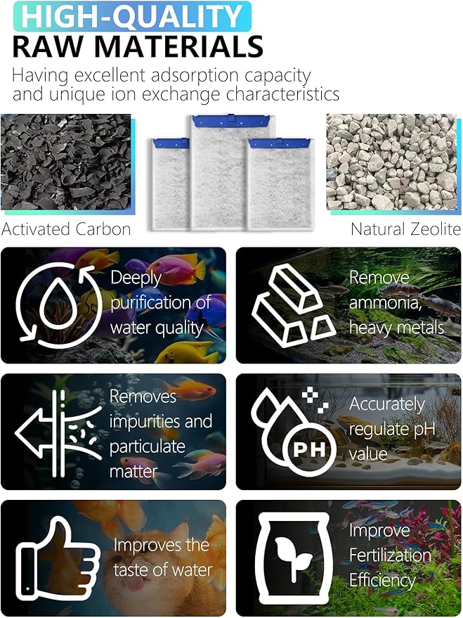 12 Pack Large Fish Tank Filter Cartridges Compatible with Tetra Whisper Bio-Bag Filters, Turtle Tank Filter Replacement for Whisper 20i, 40i / IQ20, 30, 45, 60 / PF20, 30, 40, 60 & ReptoFilter-PurrikoPets