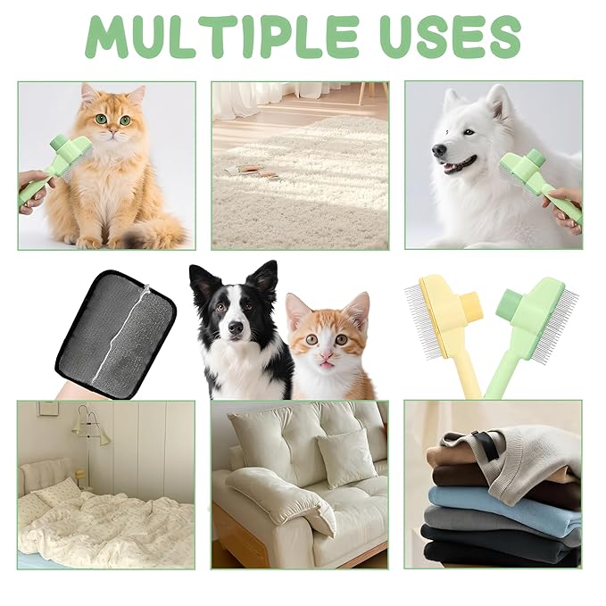 1 PCS Pet Hair Removal Glove w/ 2PCS Pet Combs,Electrostatic Gloves for Cats&Dogs Flea Comb,Dog Comb,Cat Comb,Brush for Shedding,Reusable Animal Fur Removal Tool for Couch,Furniture,Carpet,Curtain-PurrikoPets