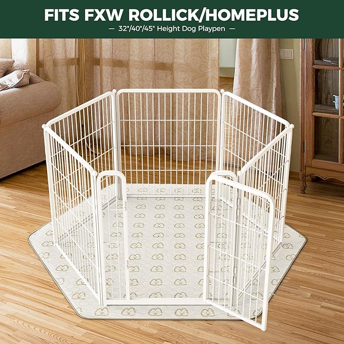 FXW Washable Pee Pads for Dogs, Puppy Pads with Super Absorbent, Specifically Designed for FXW Rollick/Homeplus 32/40/45inch 6 Panels Dog Playpen, 35" Hexagon, Khaki, 1 Pack-PurrikoPets