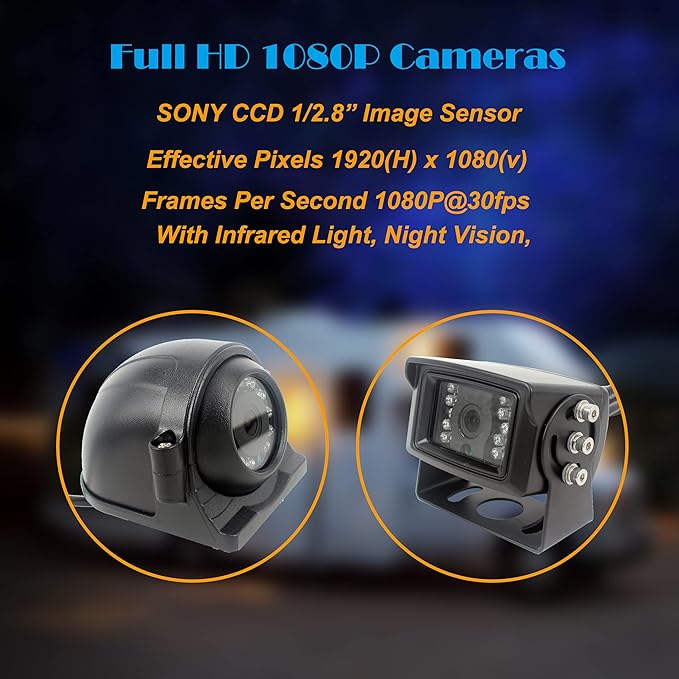 10 inch Screen 1080P Backup Camera System with Wired, DVR Recorder, Quad Split Screen, Car Monitor + 2X Waterproof Reversing Cameras + 2X Safety Sides Camera, for Camper, Trailers, Truck, RV-PurrikoPets