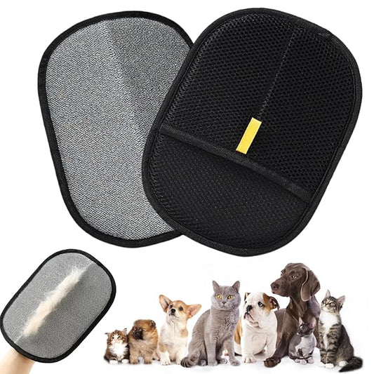 2PCS Pet Hair Removal Glove, 2025 Pet Hair Remover Electrostatic Gloves Washable Reusable Grooming Tool for Cats & Dogs Furniture Bed Sheets Couch Clothes Carpet Car Seat-PurrikoPets