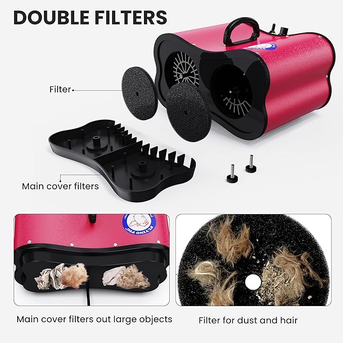 Flying Pig Double Motor High Performance Dog Pet Grooming Dryer -Magenta-PurrikoPets