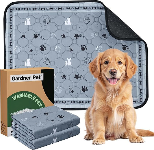 Gardner Pet Washable Dog Pee Pads,18'' x 24'' Non Slip Dog Mats with Great Urine Absorption, Reusable Puppy Pee Pads for Potty Training, 2 Pack-PurrikoPets