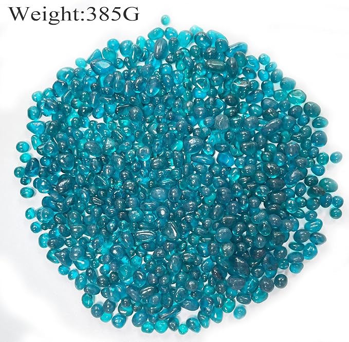 Glass Stones, 0.85LB/385g Aquarium Gravel Rocks, Blue Green Pebbles for Fish Tank, Sea Glass for Vase Filler Craft-PurrikoPets