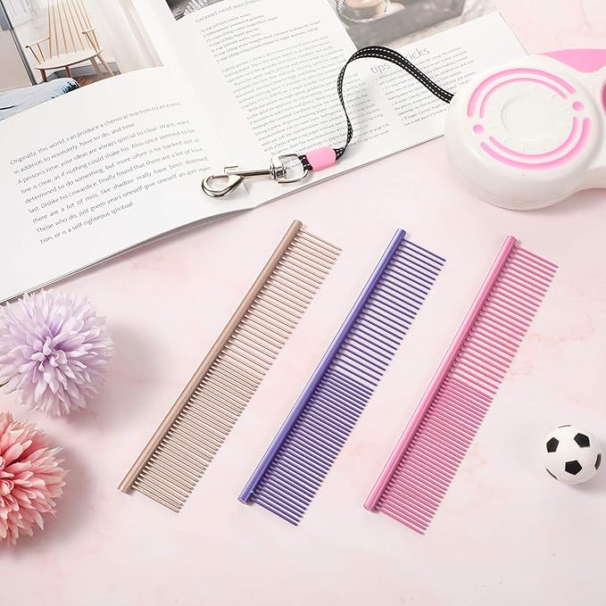 3 Pcs Stainless Steel Grooming Combs for Matted and Tangled Long Hair - Pet Guide Clippers for Dog and Cat-PurrikoPets