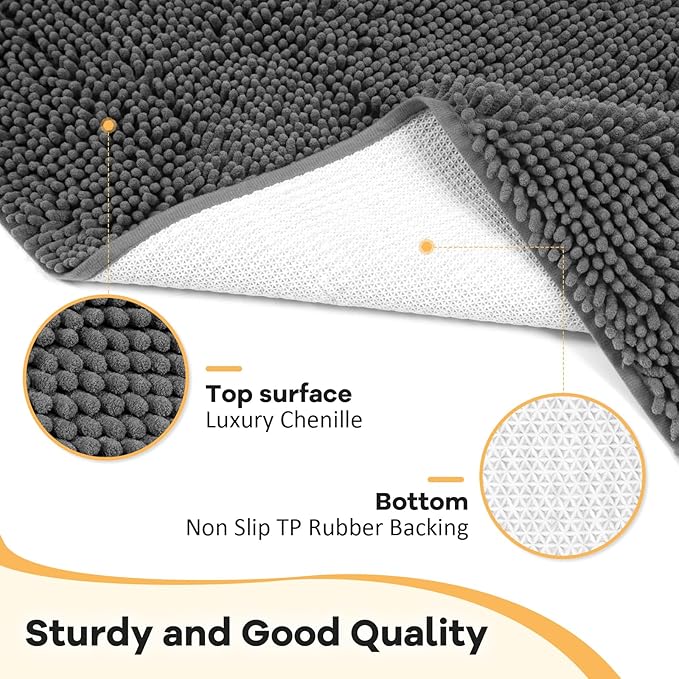 Absorbent Dog Door Mat for Muddy Paws, 60" x 24" Chenille Indoor Mats for Entryway, Trap Dirt Front Door Mat Indoor Entrance Washable Non Slip Soft-PurrikoPets