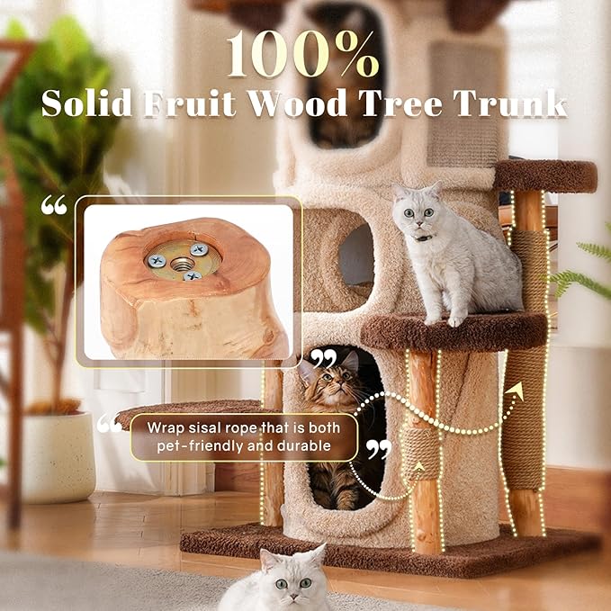 69.69'' Modern Cat Tree for Indoor Cats Large Adult, Luxury Cat Tower with Scratching Post, Multi Level Spacious Condo, Heavy Duty Kitty House, Sturdy Cat Activity Center for Large Cat-PurrikoPets