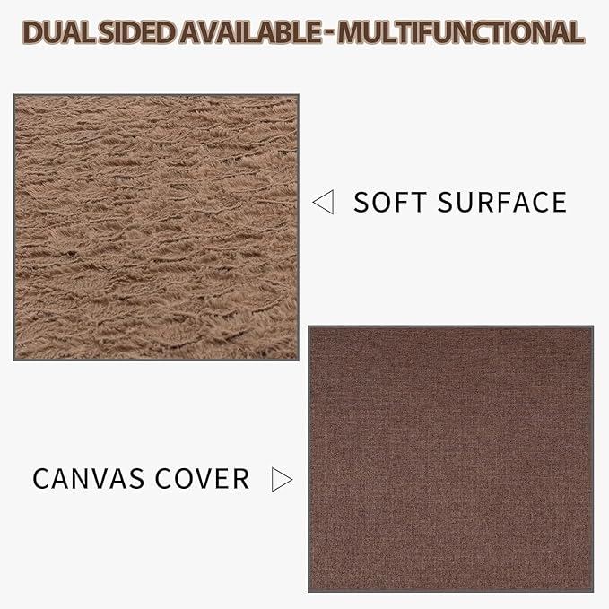 EMPSIGN Dog Bed Mat 47 Inch Reversible Warm & Cool,Washable Dog Crate Bed with Egg Crate Foam Support, Pet Sleeping Mat for Large Medium Small Dogs, Fluffy Kennel Pad(Brown)-PurrikoPets