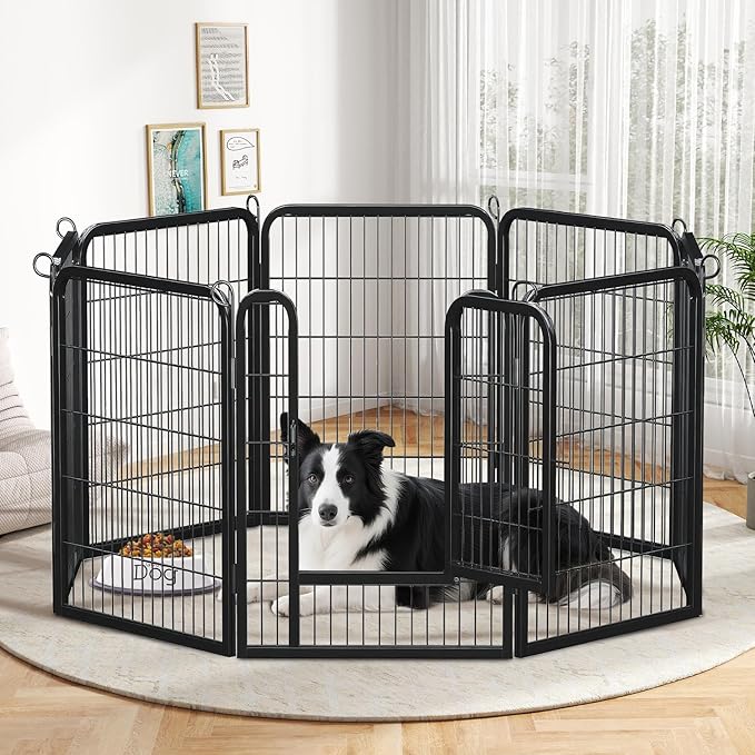 40 Inch Dog Playpen - 8 Panels Metal Pet Exercise Pen for Medium-Large Dogs, Indoor/Outdoor Dog Fence for Yard, Garden, Camping & RV Travel-PurrikoPets