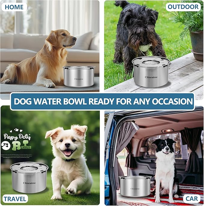 Dog Water Bowl No Spill,5.6L/1.5Gal Large Spill Proof Water Bowl for Dogs,Stainless Steel Slobber Stopper Slow Drinking Dog Bowl Anti Splash Pet Water Dispenser for Messy Drinkers-PurrikoPets