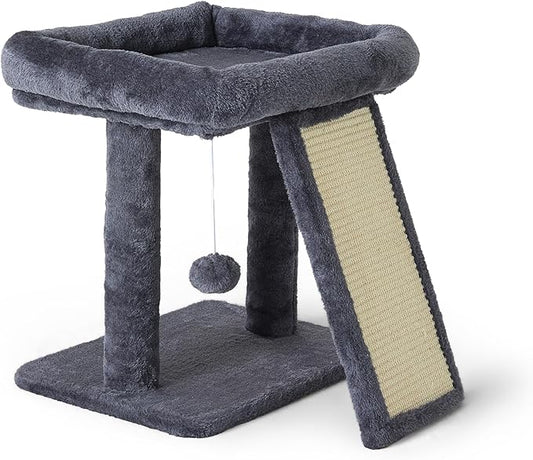 17.7-inch Small Cat Tree Tower with Scratching Post for Indoor Cats,Grey-PurrikoPets