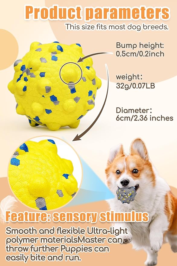 2.36'' Dog Balls for Dogs Aggressive Chewers Indestructible Tennis Durable Bouncy Interactive Dog Toy Balls for Fetch Game Floating Training(Yellow Medium)-PurrikoPets