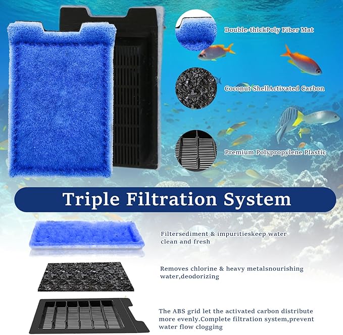 8 Pack Aquarium Filter Cartridges Rite-Size Z - Compatible with Marineland Eclipse & Emperor & Hidden Filtration System, Carbon Fish Tank Filters Replacement, Bio Media for Aquarium Filter-PurrikoPets