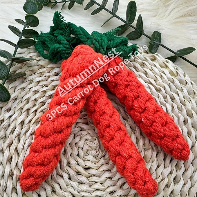 3PCS Orange Woven Pet Chew Set, Puppy Teething Chews, Dog Chew Treats, Cat Teething Playset, Safe Braided Chews for Pets, Durable & Interactive-PurrikoPets