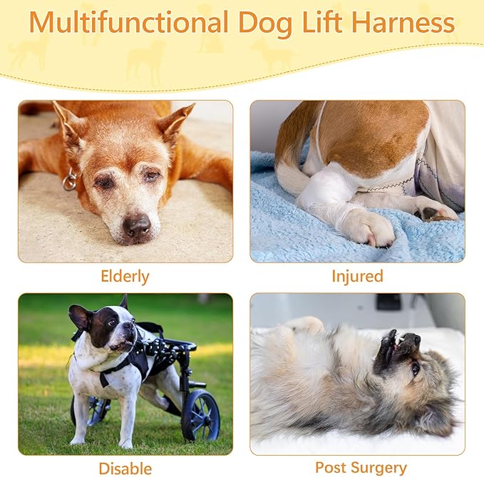 Dog Lift Harness Dog Sling for Large Dogs, Portable Dog Carrier Sling for Back Legs, Ajustable Hip Support Harness for Weak Rear Leg, Assist Senior Disabled Joint Injuried and After ACL-PurrikoPets