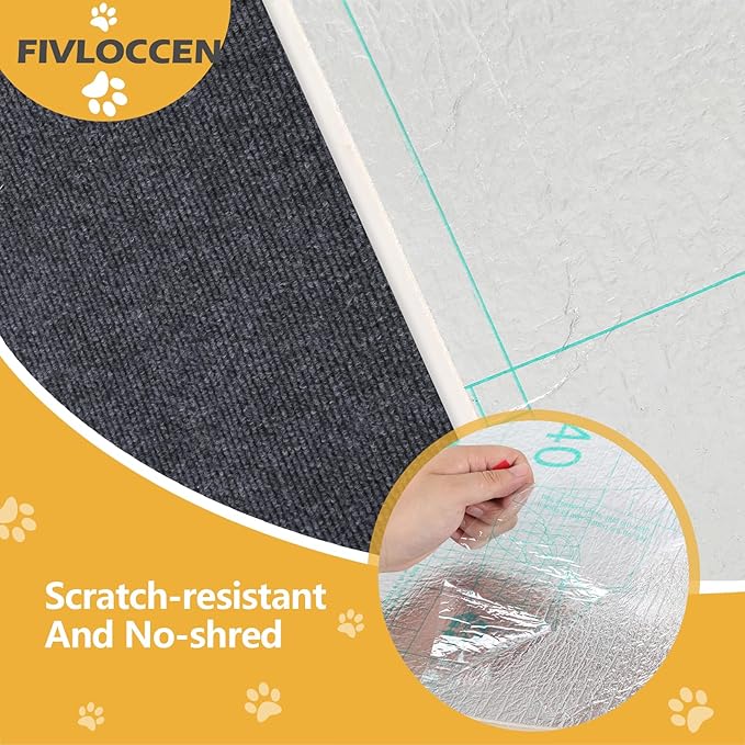 78.7"x15.8"Self-Adhesive Climbing Cat Scratch Protector Pads - Trimmable Furniture Guard for Sofa, Walls & Floors, DIY Cat Tree/Tower/Bed, Replaceable Scratch-Resistant Mats (Dark Gray)-PurrikoPets