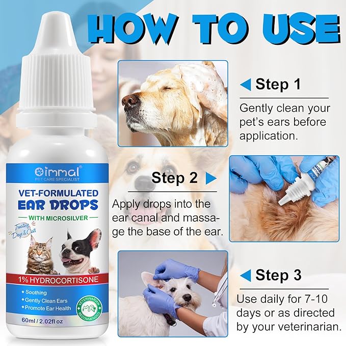 Dog Ear Infection Treatment, Cat & Dog Ear Cleaner for Itchy Relief, Antiseptic,Waxing,Cleansing, Ear Mite Treatment for Dog Cats, Yeast Ears Infection Treatment for Dogs, 2.02fl.oz-PurrikoPets