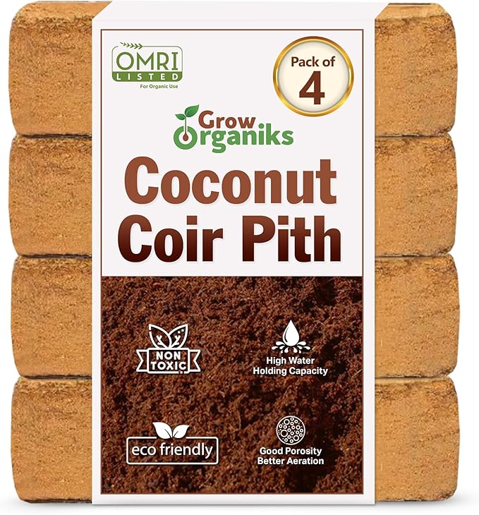 4 Pack Premium Coco Coir Brick for Plants | 100% Organic Compressed Coconut Coir Bricks Starting Mix, Coco Coir Fiber Coconut Husk for Planting, Gardening, Potting Soil Substrate, Herbs, 1.4 LB/Brick-PurrikoPets