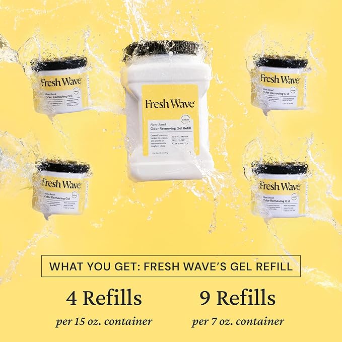 Fresh Wave Lemon Odor Removing Gel Refill, 63 oz. - Safer Odor Absorbers for Home, Natural Plant-Based Odor Eliminator, Every 15 oz. lasts 30-60 Days, For Cooking, Trash & Pets-PurrikoPets