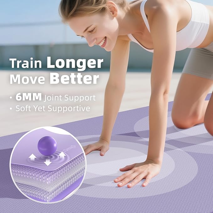 Extra Large Yoga Mat - 72"x35", 72"x48", 78"x57" - Wide TPE Exercise Mat for Home, Stretching, Couples & Family Workouts - 6-12mm Thick, Non-Slip & Waterproof - with Carry Bag and Straps-PurrikoPets