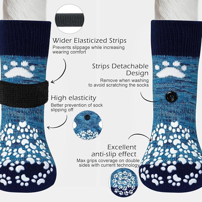 EXPAWLORER Anti Slip Dog Socks to Prevent Licking Paws, Dog Shoes for Hot Pavement, Dog Booties for Small Medium Large Senior Dogs, Traction Control Dog Boots & Paw Protectors for Hardwood Floors-PurrikoPets